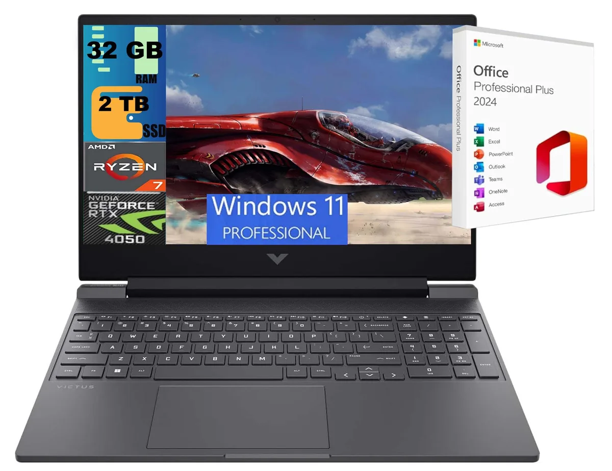 Black HP Victus 15 gaming laptop, matte finish, backlit keyboard with numeric keypad, 15.6 inch non-touch screen