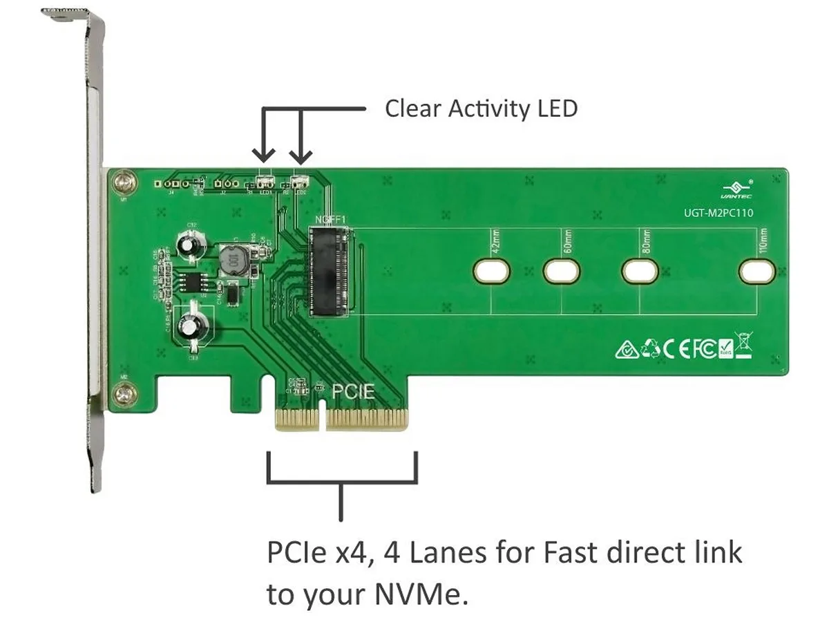 Vantec Vantec UGT-M2PC110 PCIe to M.2 expansion card 110mm — produktfoto
