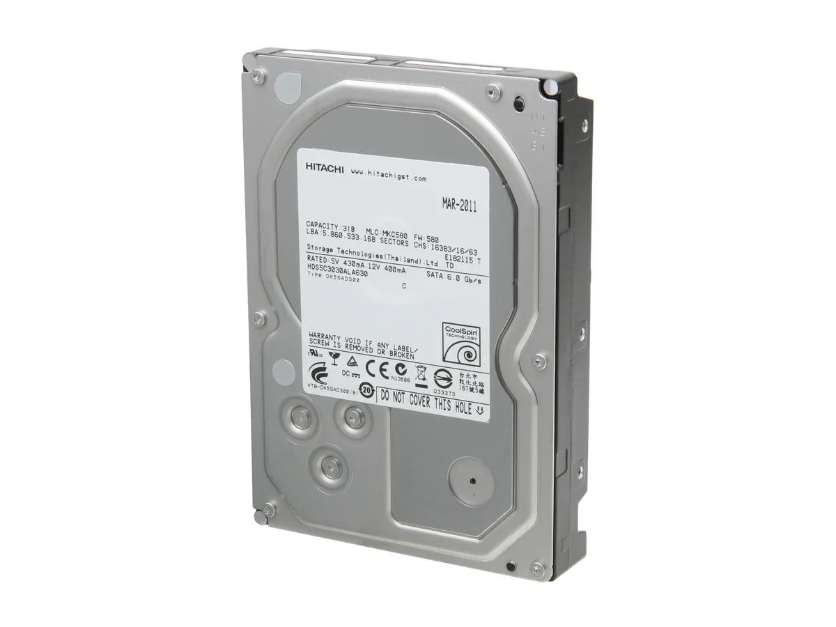 HGST HGST 0F12460 Deskstar 5K3000 3TB 5700 RPM 32MB SATA 3.5" internal hard drive — product photo