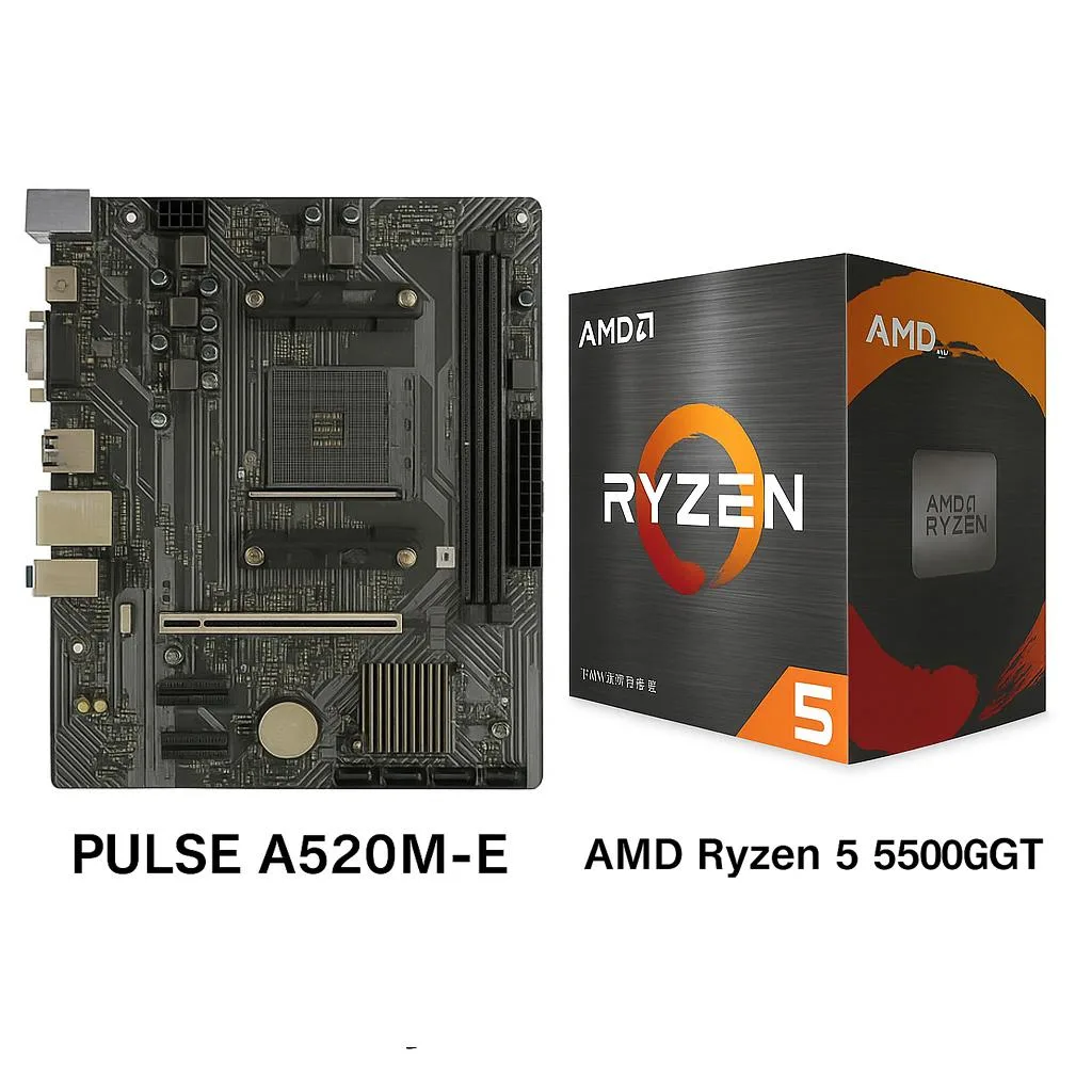 Sapphire Tech Sapphire Tech PULSE A520M-E AM4 Motherboard & Ryzen 5 5500GT 6-Core APU Combo — product photo