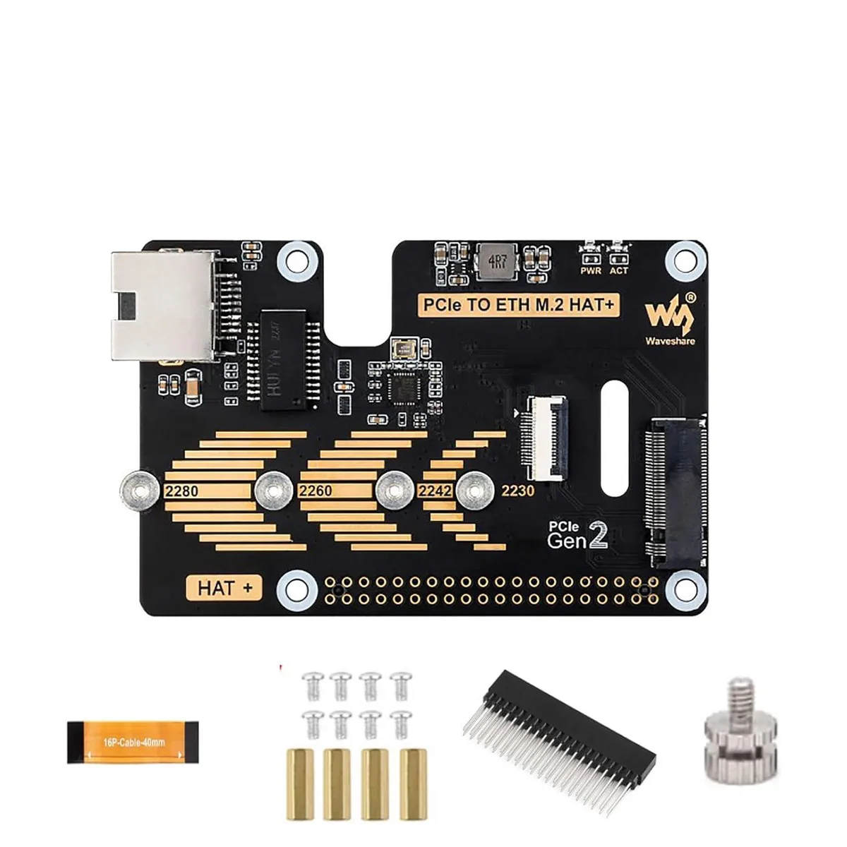 LORDWORLD LORDWORLD PCIe to ETH and M.2 Adapter for Raspberry Pi 5 2230 2242 2260 2280 NVMe — 商品照片