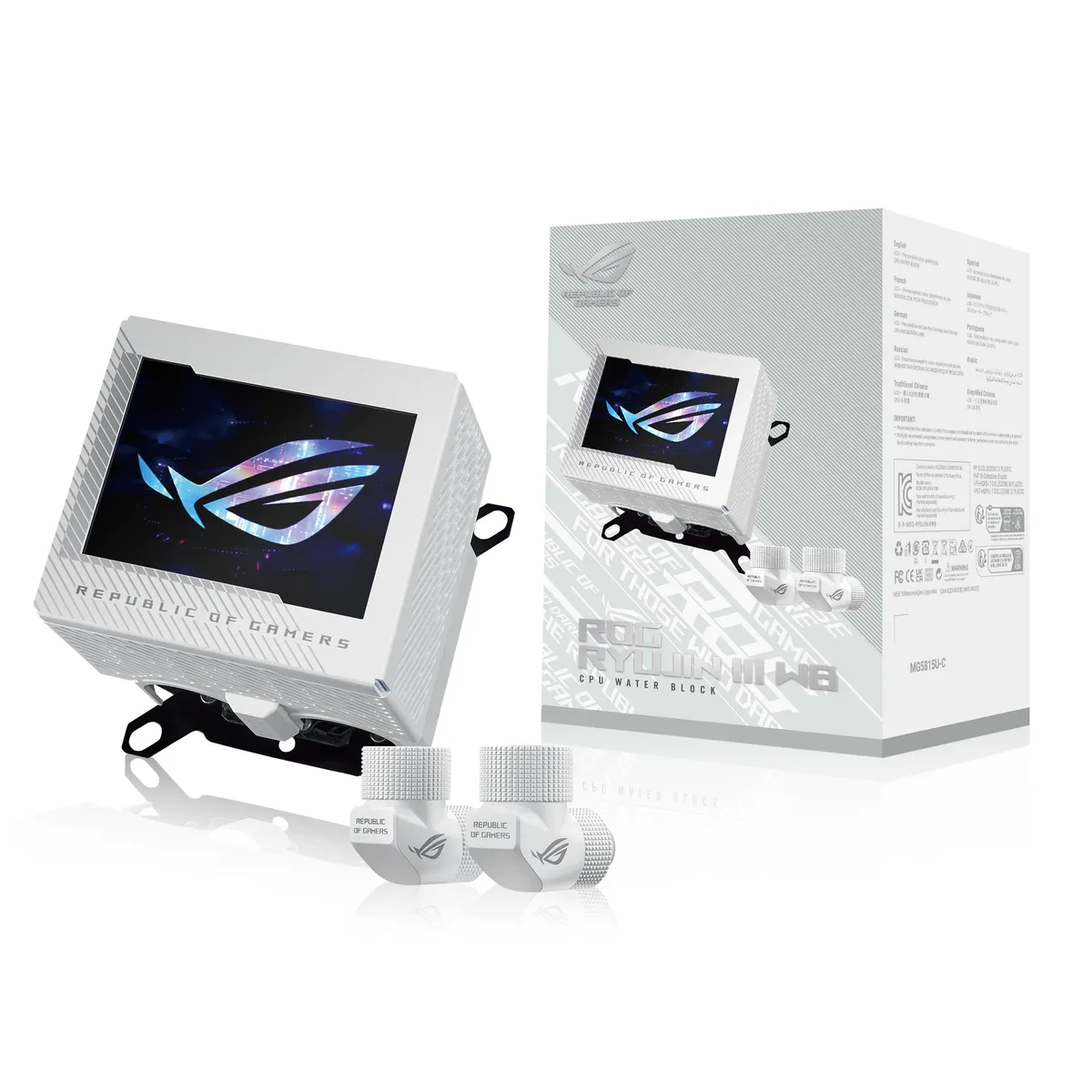 ASUS ASUS ROG RYUJIN III WB WHT Water Block White 3.5" LCD 178 Fins — foto produk