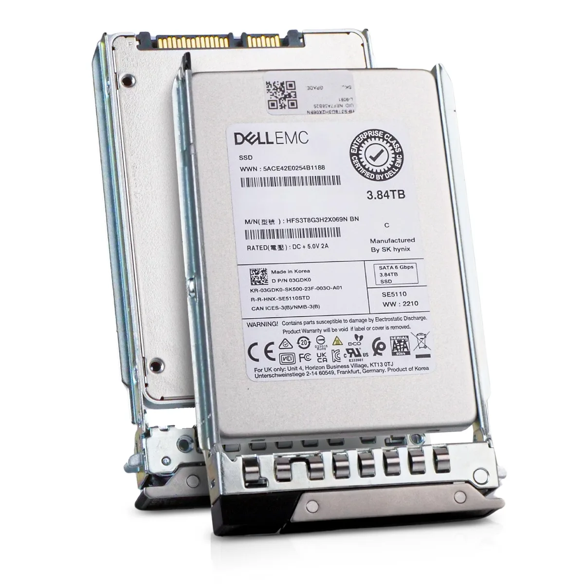Silver 2.5 inch SATA SSD in Dell G14 hot-swap tray