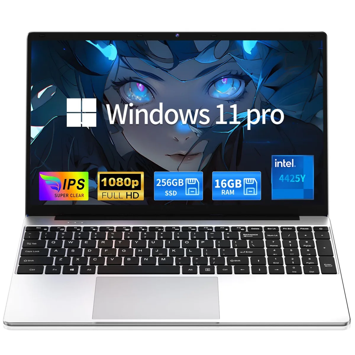 Silver NIAKUN UBOOK-03 clamshell laptop, 15.6 inch screen, thin profile