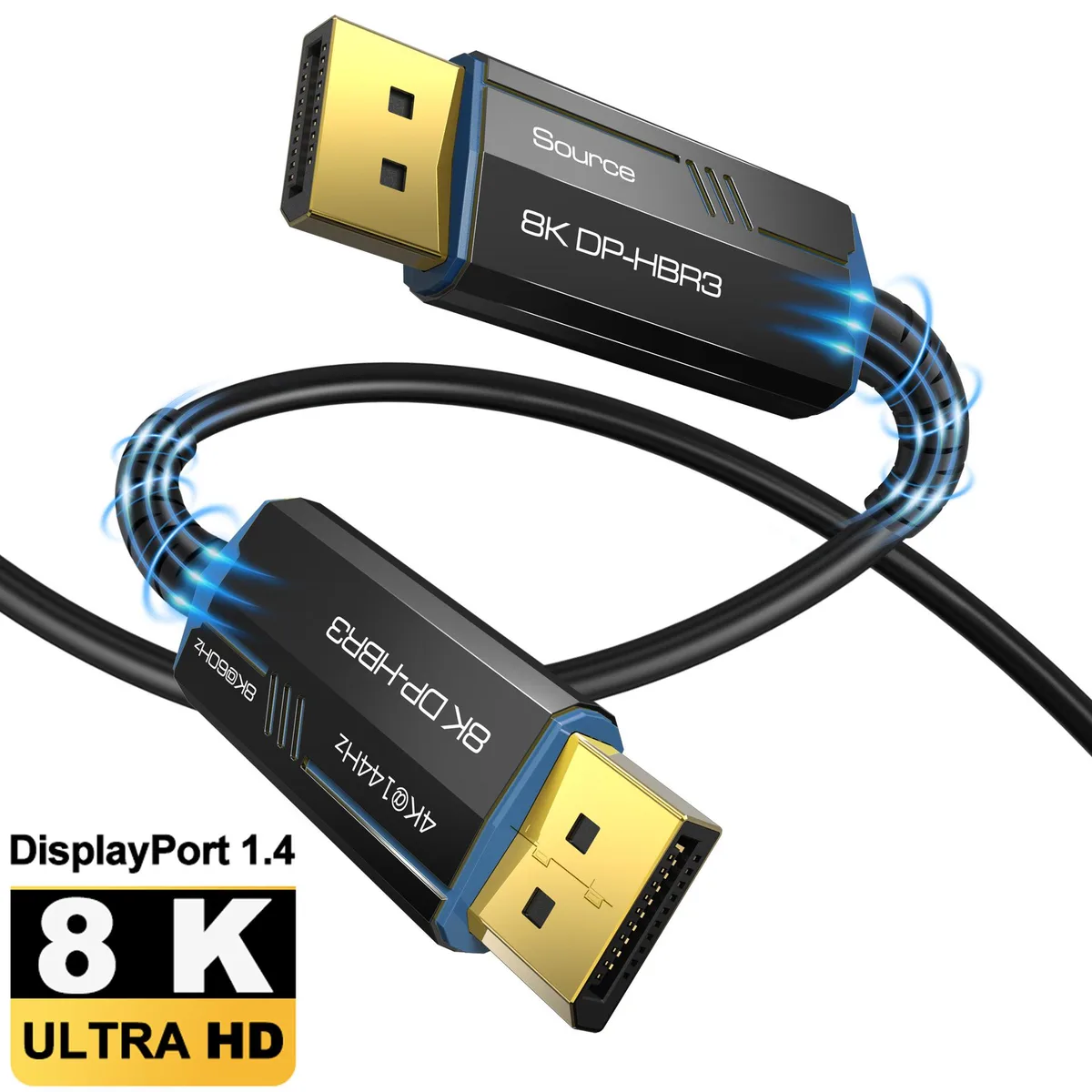 ESTONE ESTONE TJ-A077 DisplayPort 1.4 fibre-optic cable 33 ft 8K 60 Hz 4K 144 Hz 32.4 Gbps — produktbild