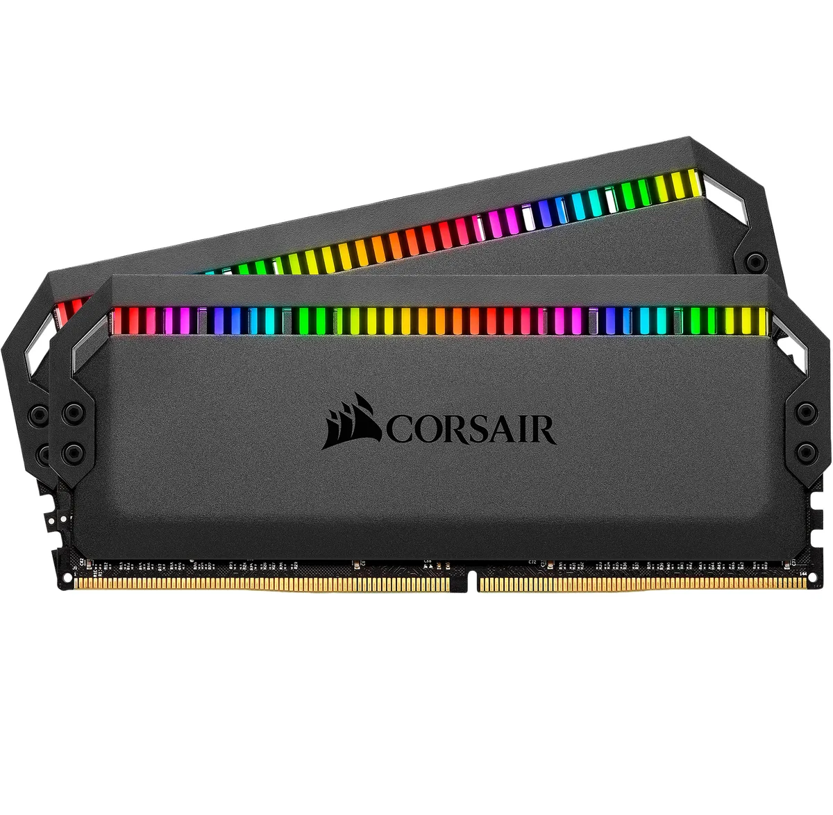 Two platinum anodized aluminum DDR4 sticks with RGB light bars