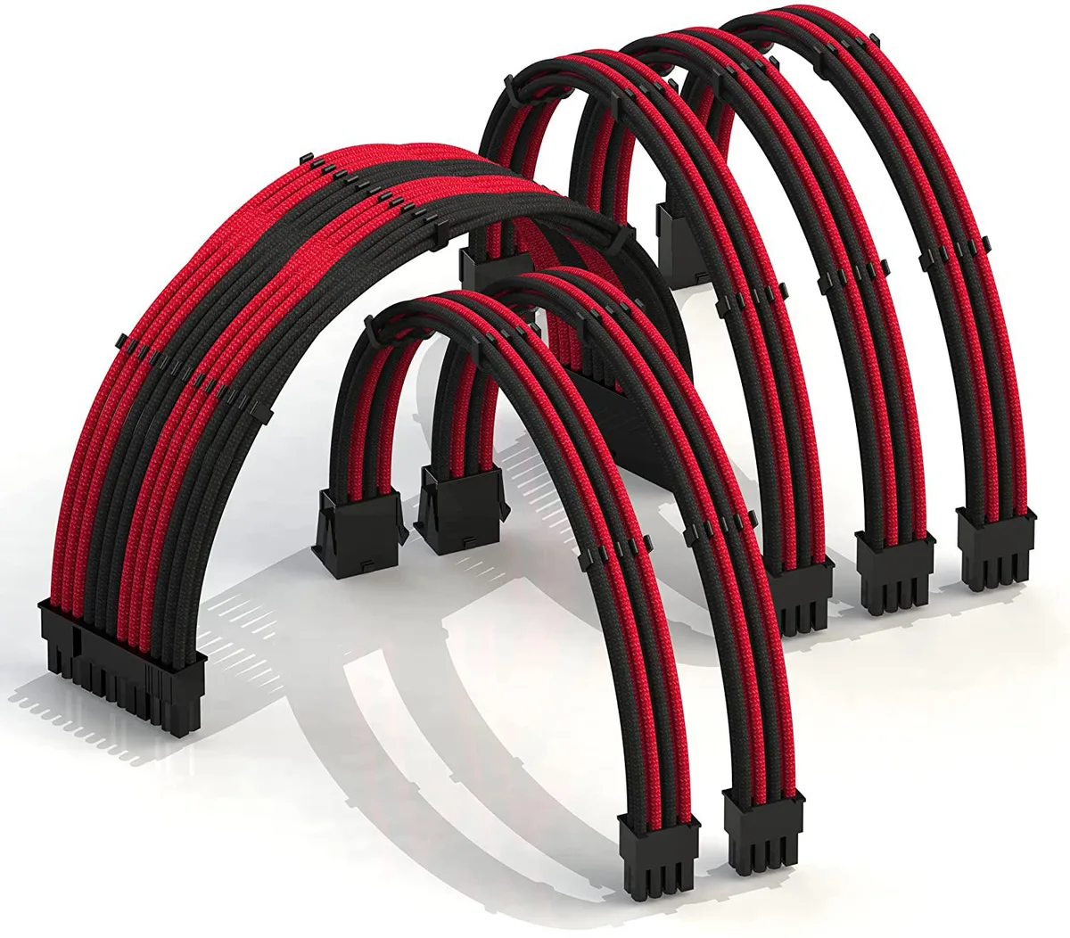 myVolts myVolts 50cm PSU Cable Extension Kit RedBlack 24P 2x8P CPU 2x8P GPU 18AWG — photo du produit