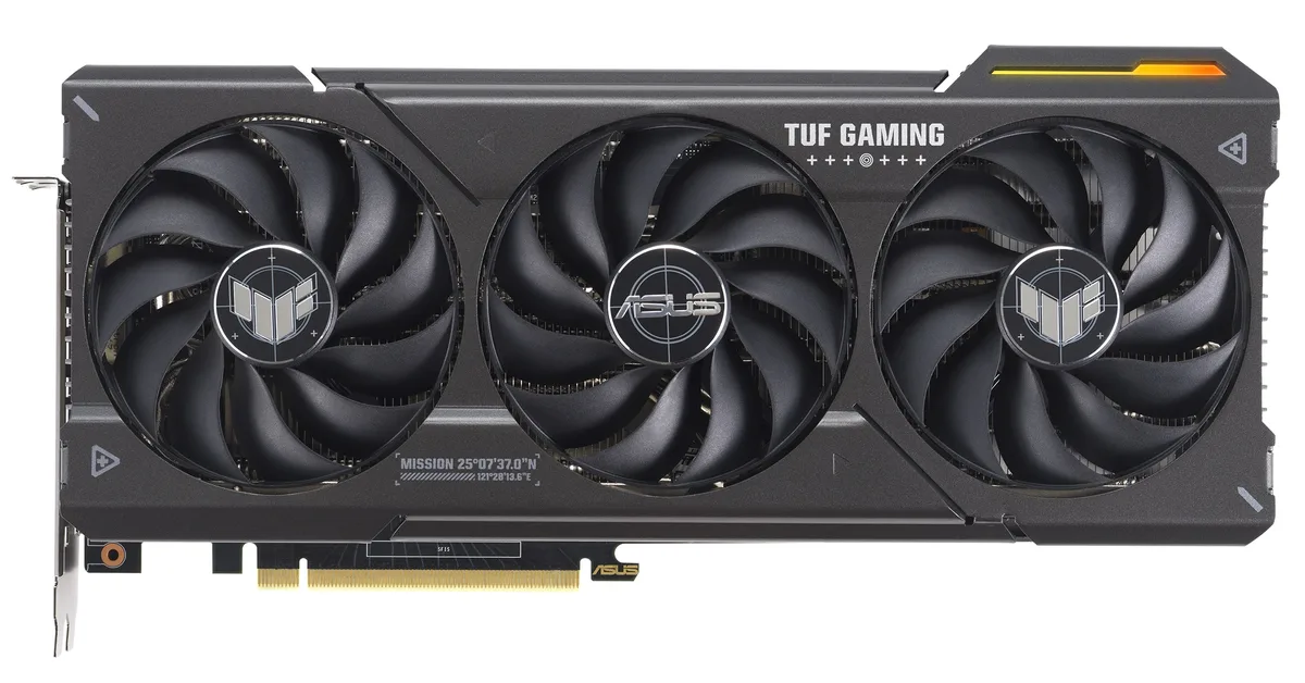 ASUS TUF Gaming GeForce RTX 4070 graphics card, triple-fan cooler, matte black finish, metal backplate, three-slot design
