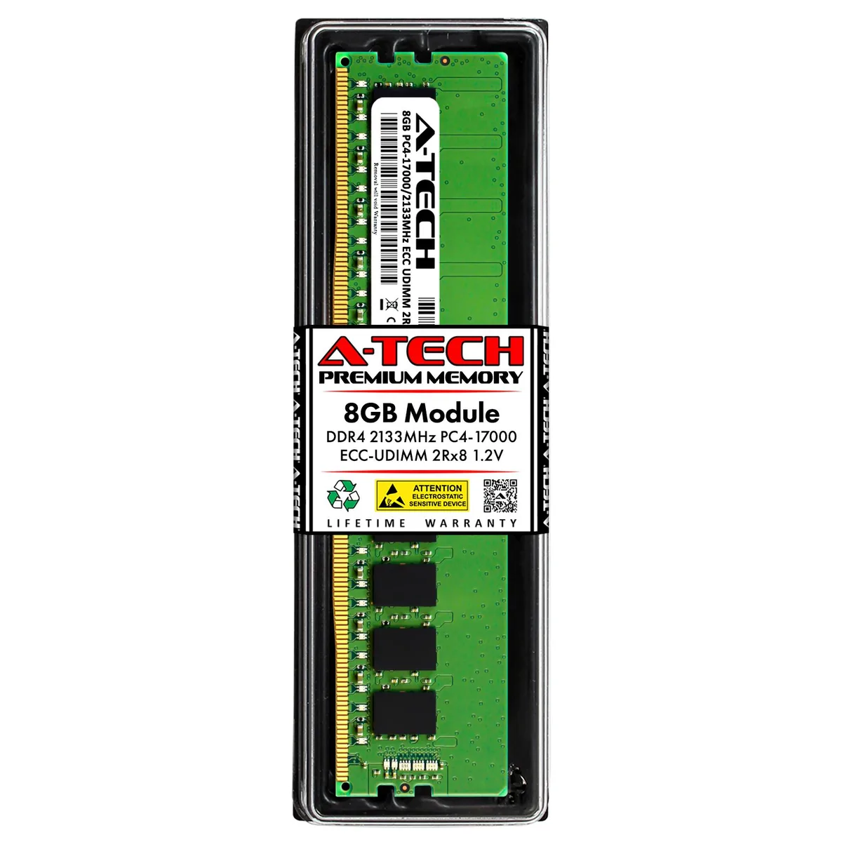 A-Tech A-Tech 8GB DDR4 2133 ECC UDIMM 2Rx8 CL15 1.2V 288-Pin Server Memory — photo du produit