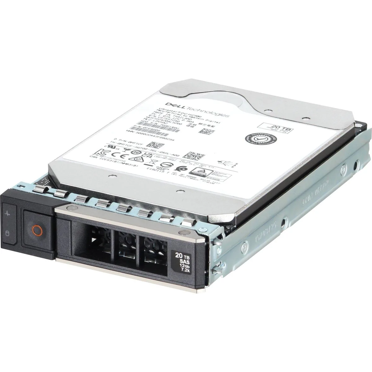 A 3.5 inch internal hard drive with silver metal casing and SAS connectors