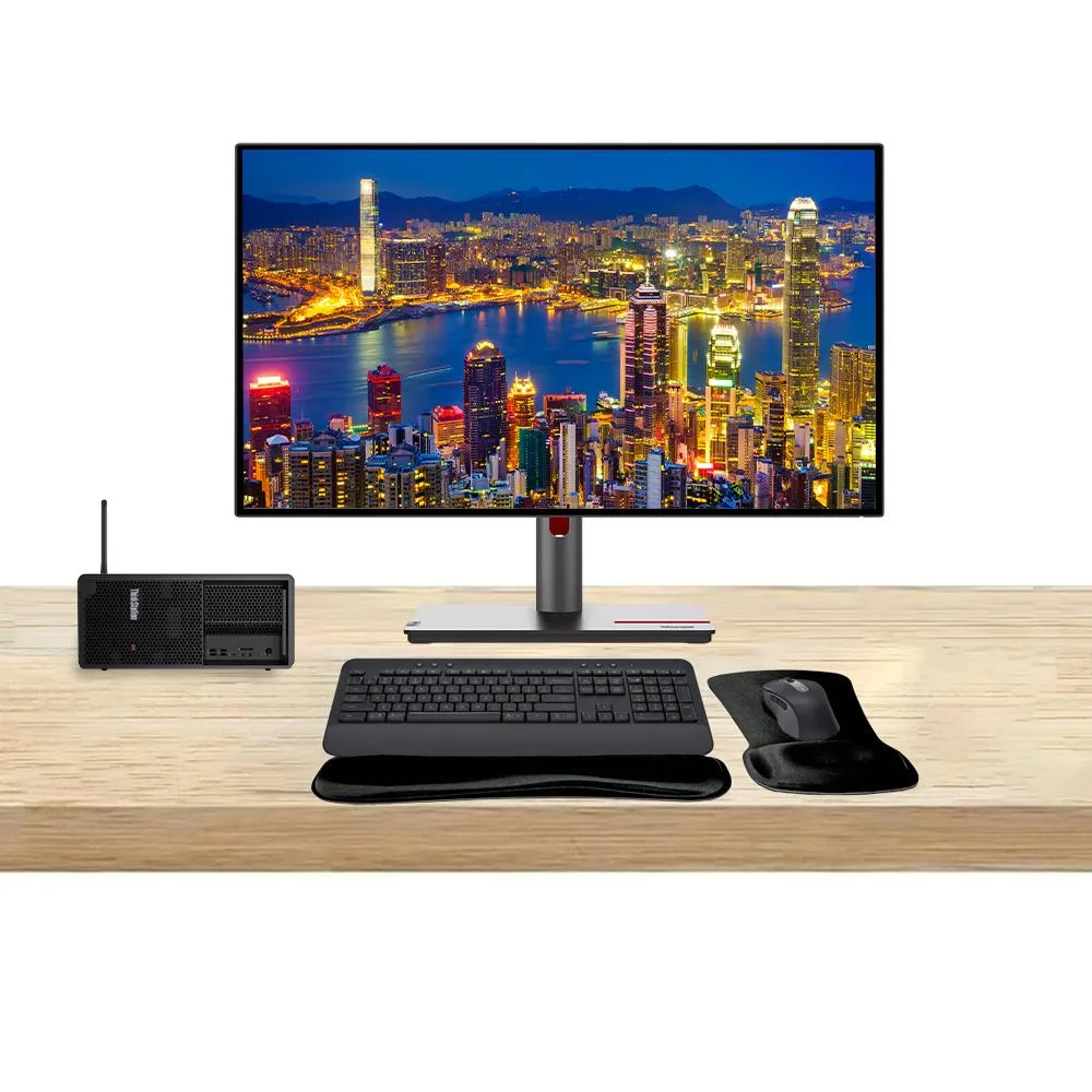 Lenovo Lenovo ThinkStation P3 Tower i7-14700 32GB 1TB T1000 8GB Dual 27" 2560x1440 MK650 — 제품 사진