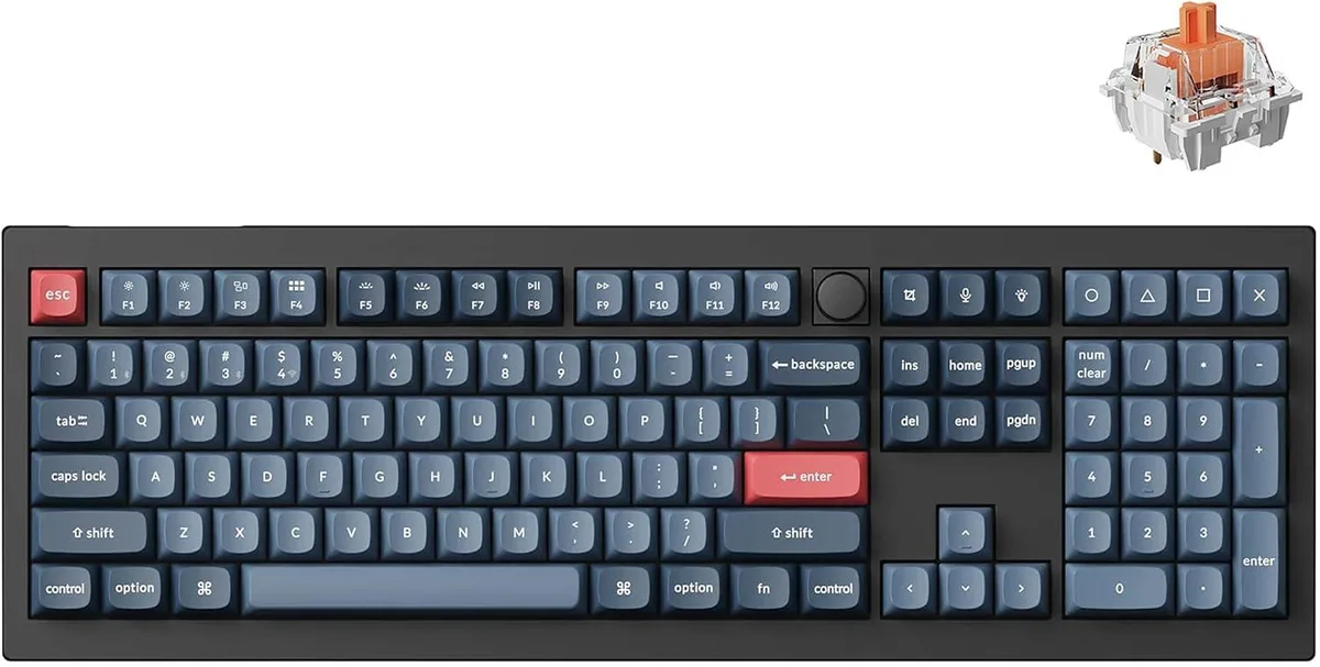TUKO TUKO V6 Max Wireless Mechanical Gaming Keyboard 2.4 GHz Bluetooth 5.1 Full-Size Silent Red Switches — produktbild
