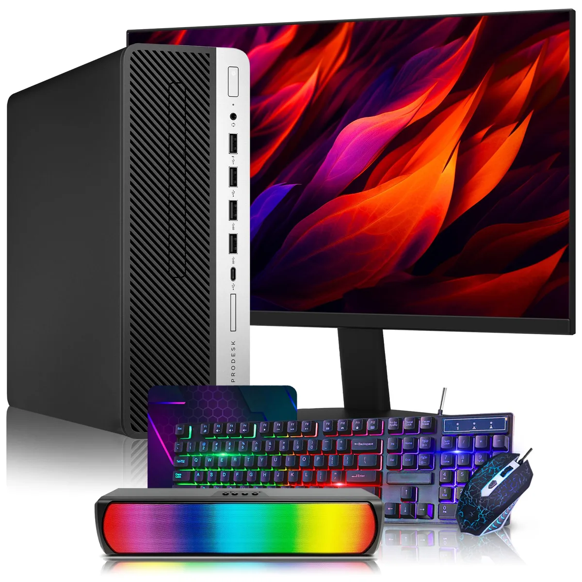 HP HP ProDesk 600 G4 SFF i5-8500 16GB 2TB 24" monitor desktop PC — product photo