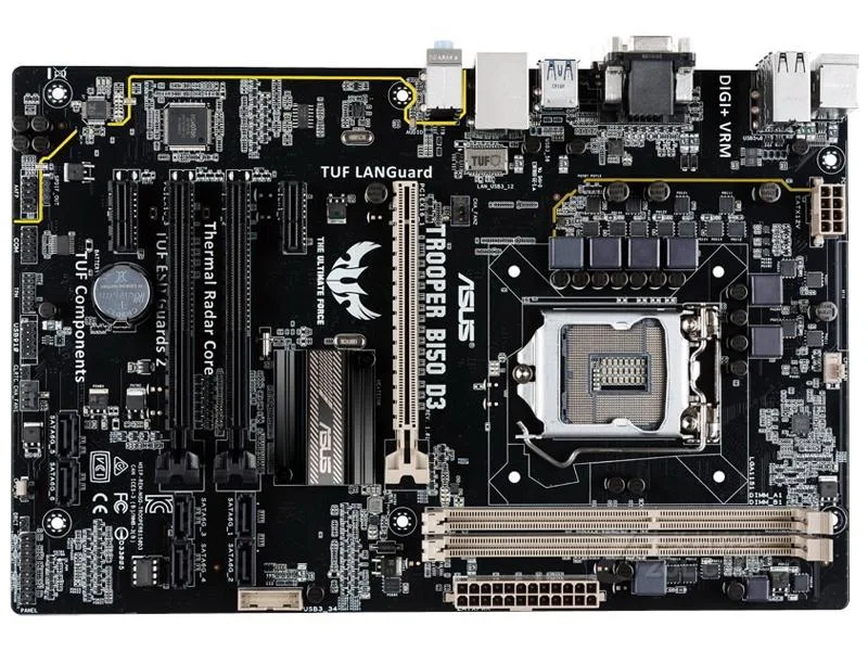 Green ATX motherboard with black slots and silver heatsinks