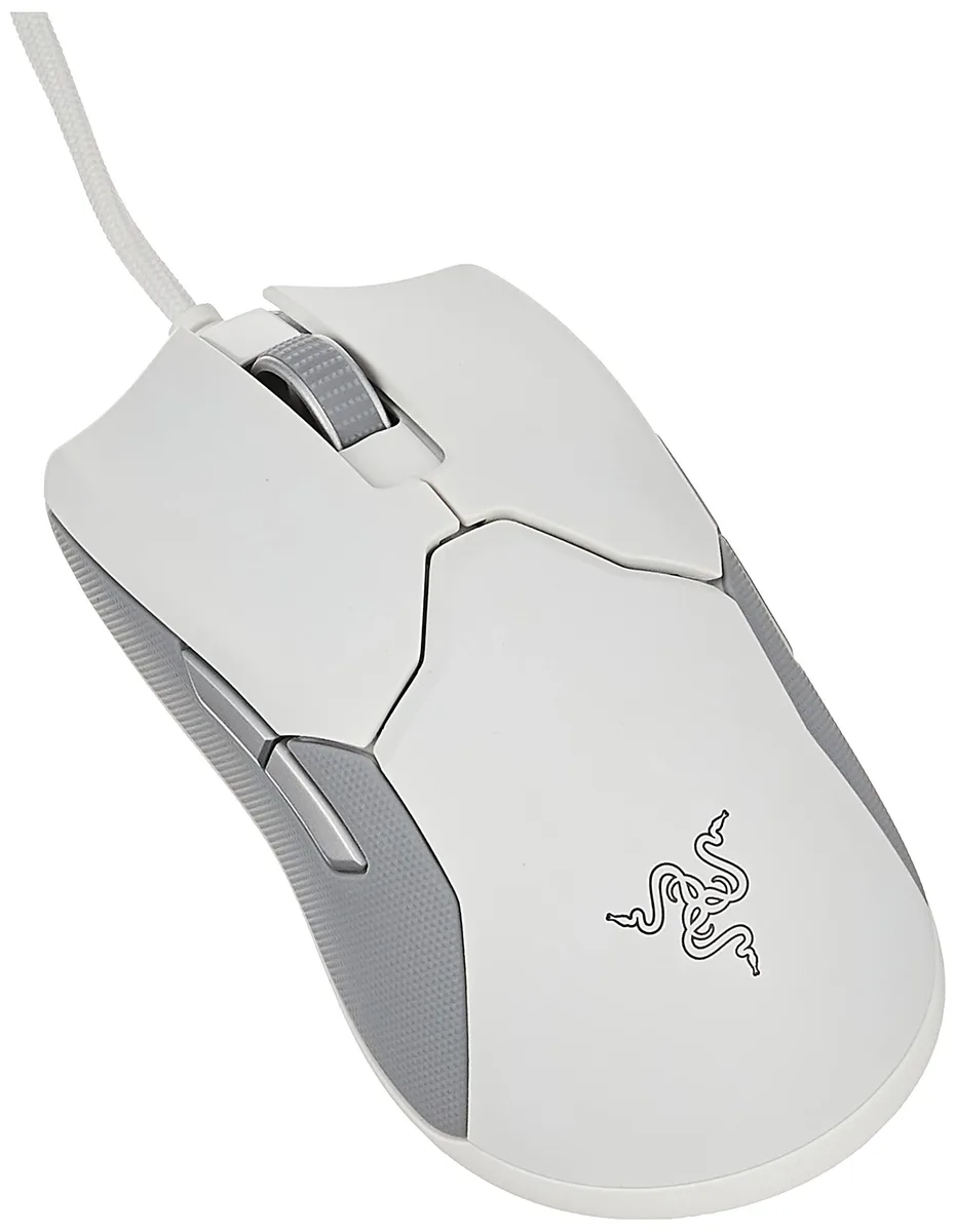 Mercury-white ambidextrous wired gaming mouse, lightweight matte finish with Speedflex cable