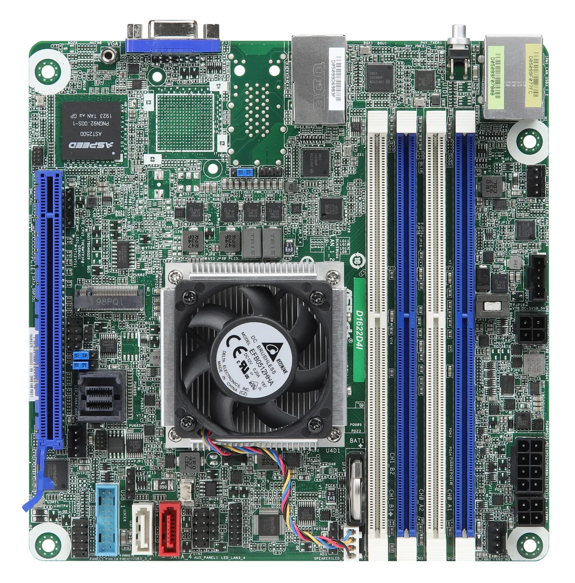 ASRock Rack ASRock Rack D1622D4I Mini-ITX server motherboard Intel Xeon D 1600 DDR4 2133 128GB 10GbE 1GbE — produktfoto