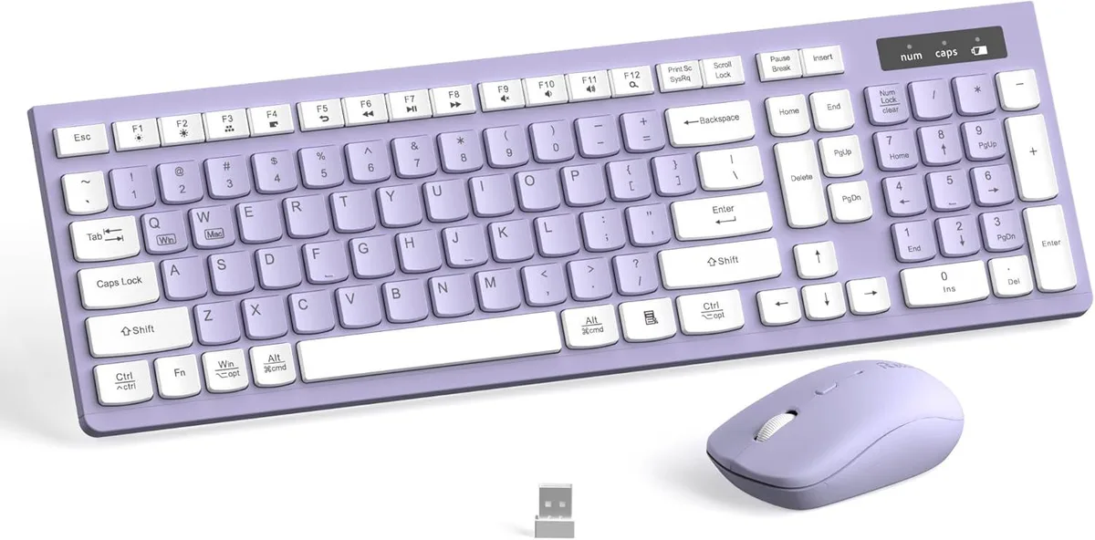 TUKO TUKO Wireless Gaming Keyboard & Mouse Combo Purple 2.4GHz 10m 3 DPI 800-1200-1600 — produktbild