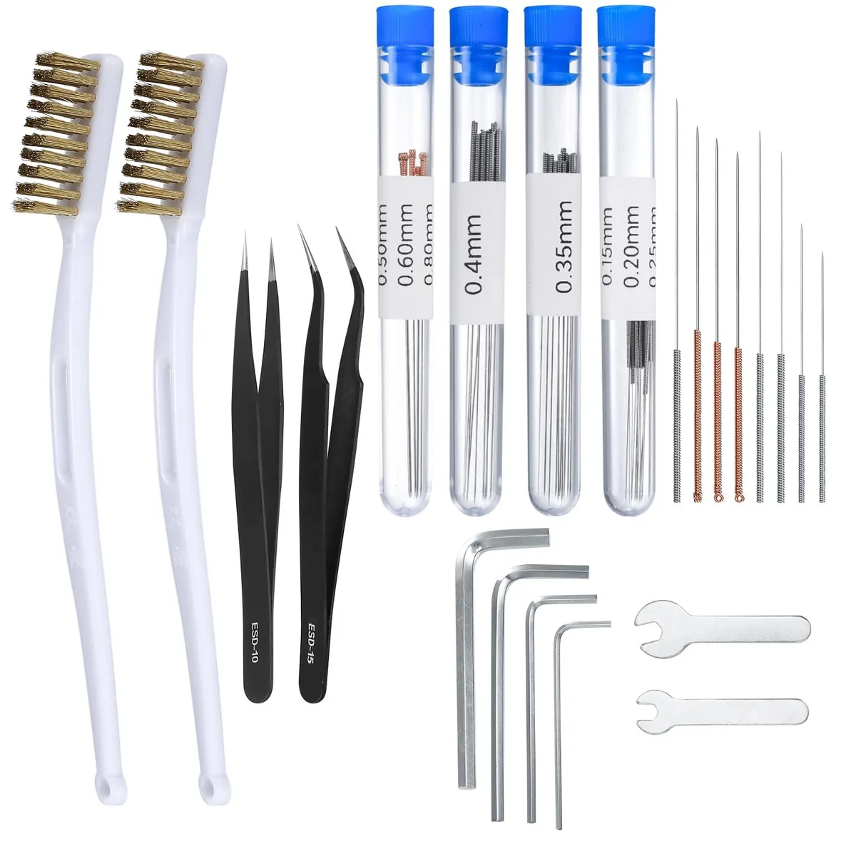48-piece 3D printer nozzle cleaning kit in storage box