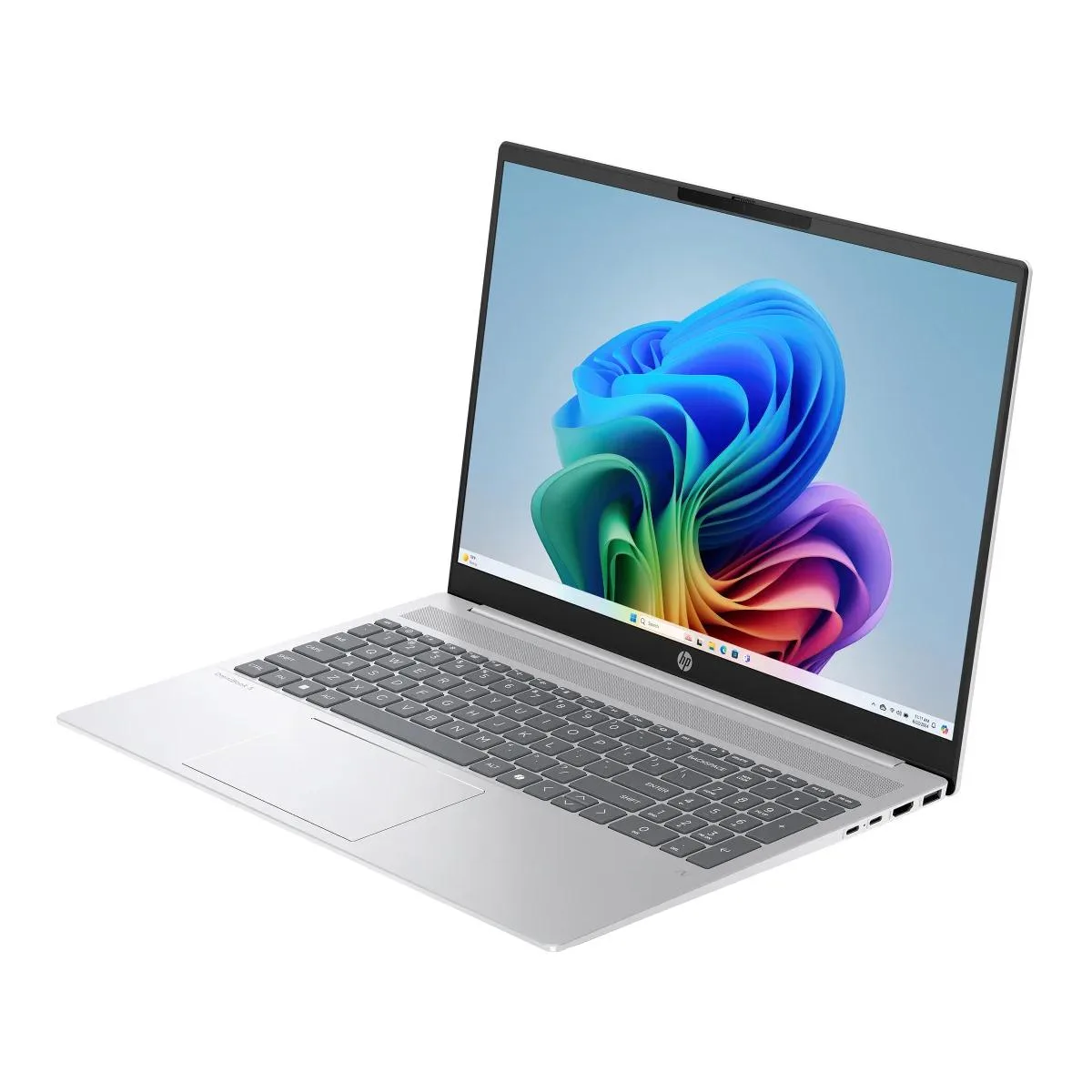 Silver 16 inch laptop with touchscreen and numeric keypad