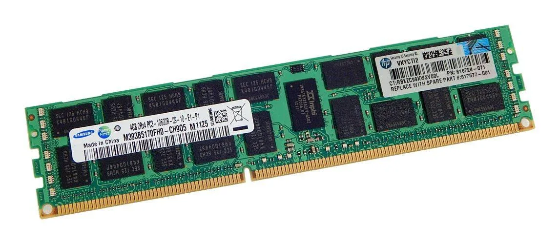 HP HP 4GB DDR3 1333 PC3L-10600R 1Rx4 DIMM 617677-001 — foto del producto