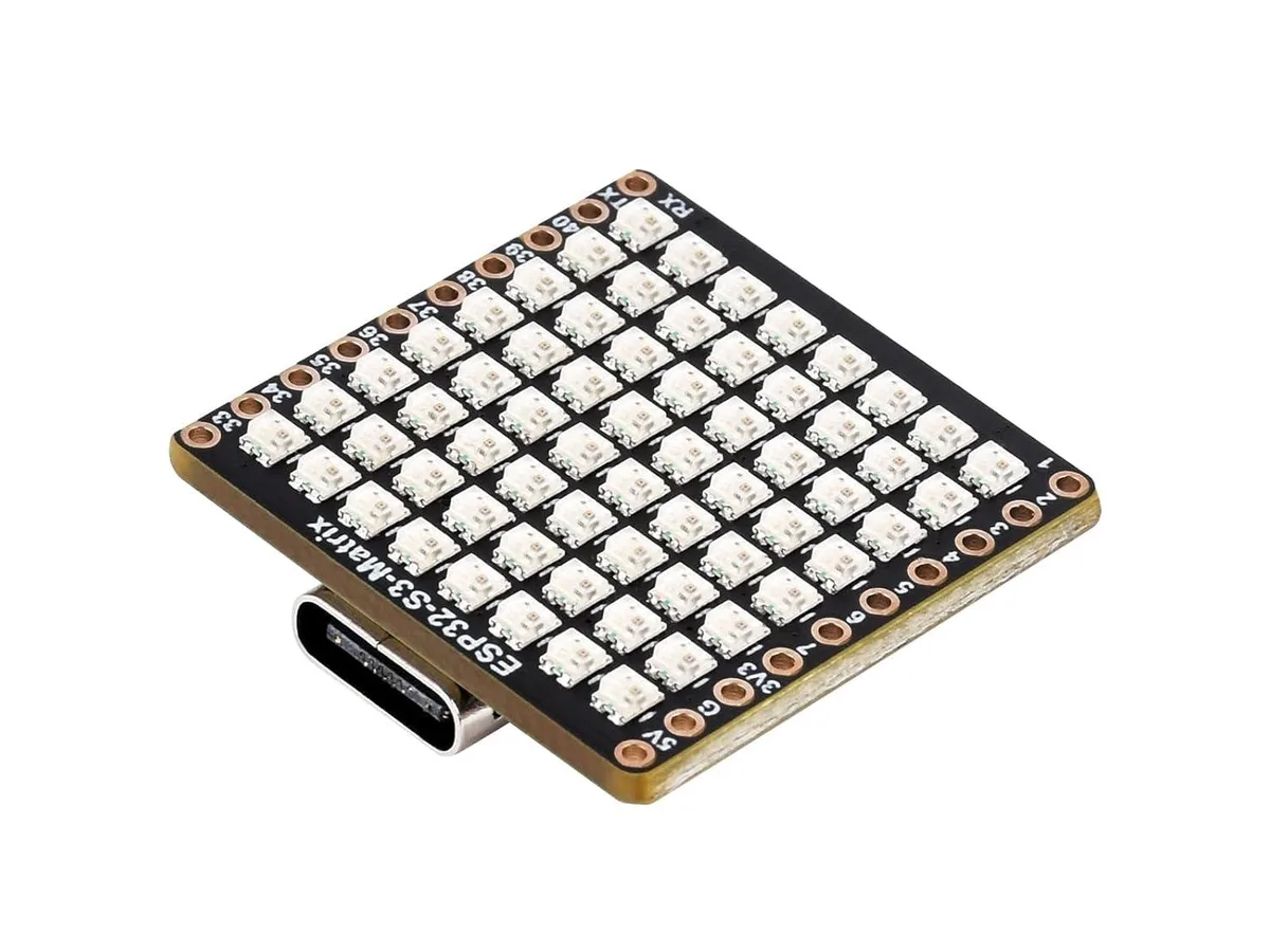 LORDWORLD LORDWORLD ESP32-S3 RGB LED Matrix Development Board 8×8 QMI8658C 240 MHz 17 GPIO — 商品写真