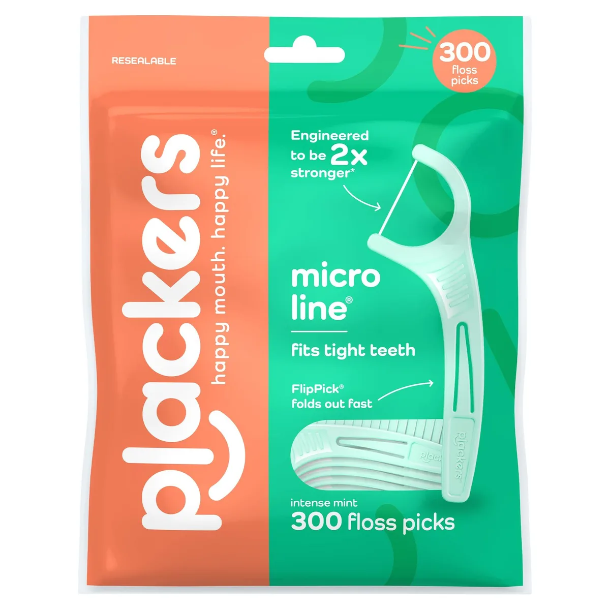  Plackers 162 Micro Line Floss Picks Intense Mint 300 Count oral care — product photo