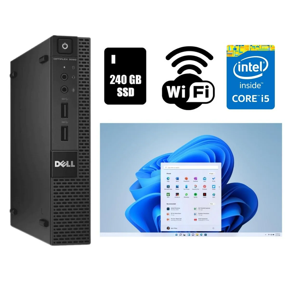 DELL DELL OptiPlex 9020 Micro desktop PC Core i5 3.0 GHz 16 GB DDR3 240 GB SSD Windows 11 Pro — photo du produit