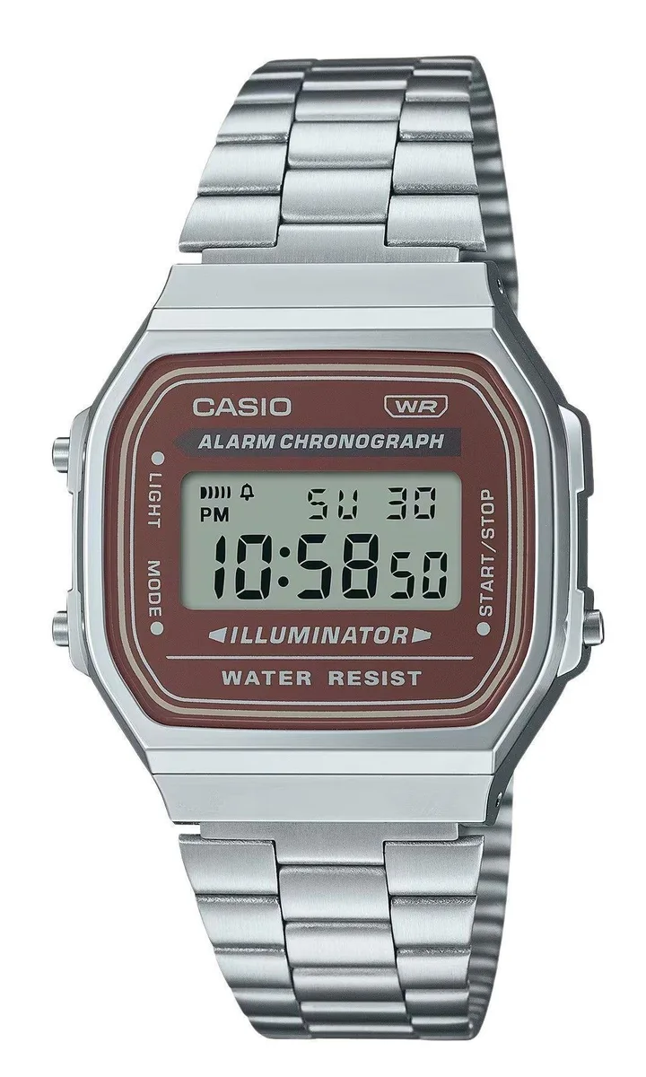 CASIO CASIO A168WA-5A Vintage Digital Watch Brown Dial 36.30 mm — produkto nuotrauka