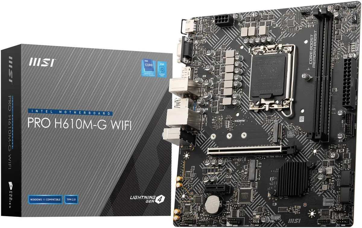 MSI MSI PRO H610M-G WIFI Micro ATX Intel motherboard — photo du produit