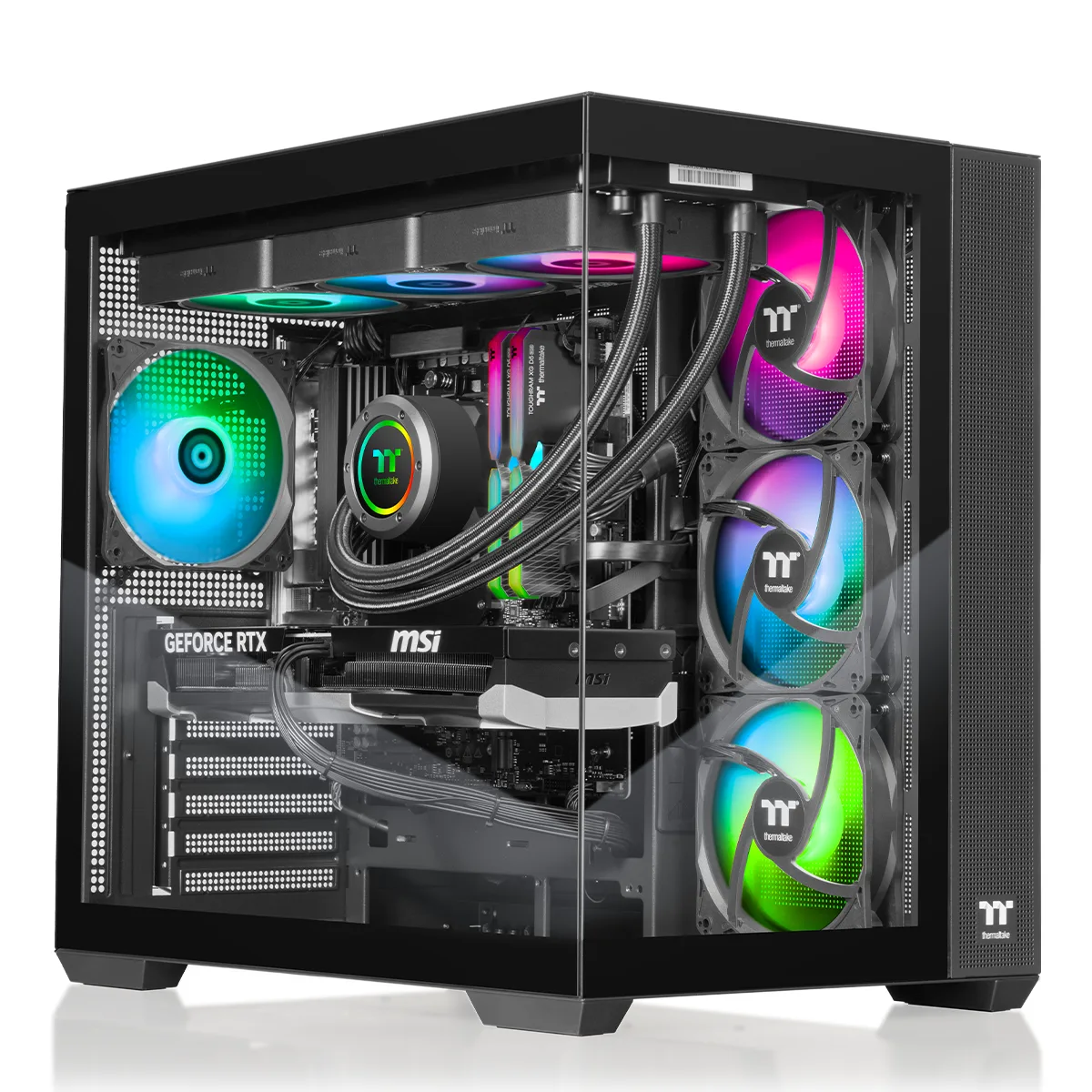 Thermaltake Thermaltake V38B-B850-580-LCS gaming PC Ryzen 7 9800X3D 32GB DDR5 1TB SSD RTX 5080 — product photo