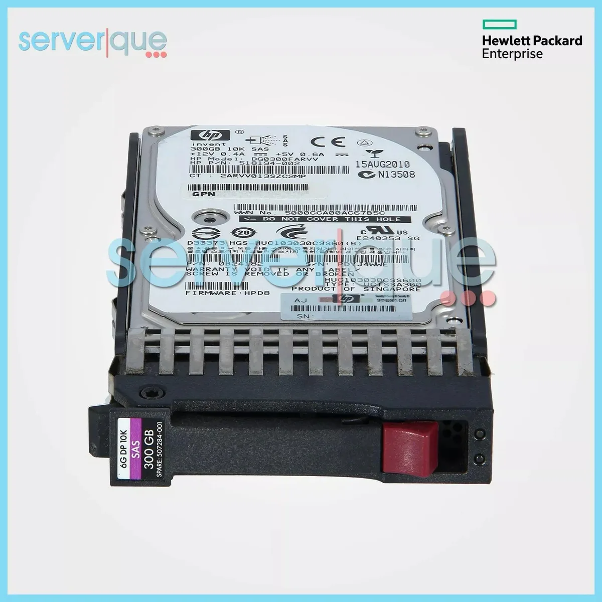 HPE 600GB 2.5 inch SAS hard drive with tray