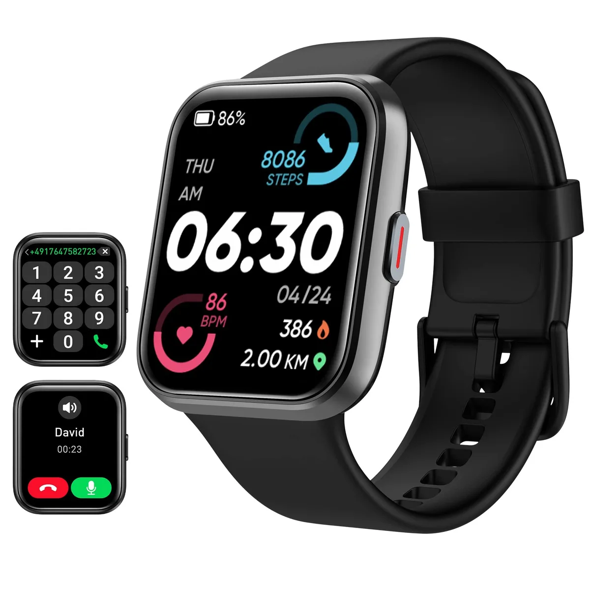  Tensky ID208Plus 1.85" Smart Watch Black wearable technology — fotografie produktu