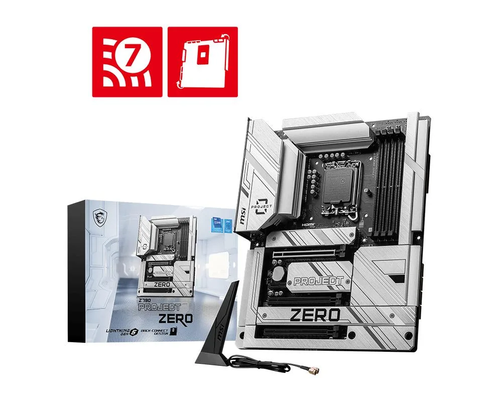 ATX motherboard with silver heatsinks and black PCB