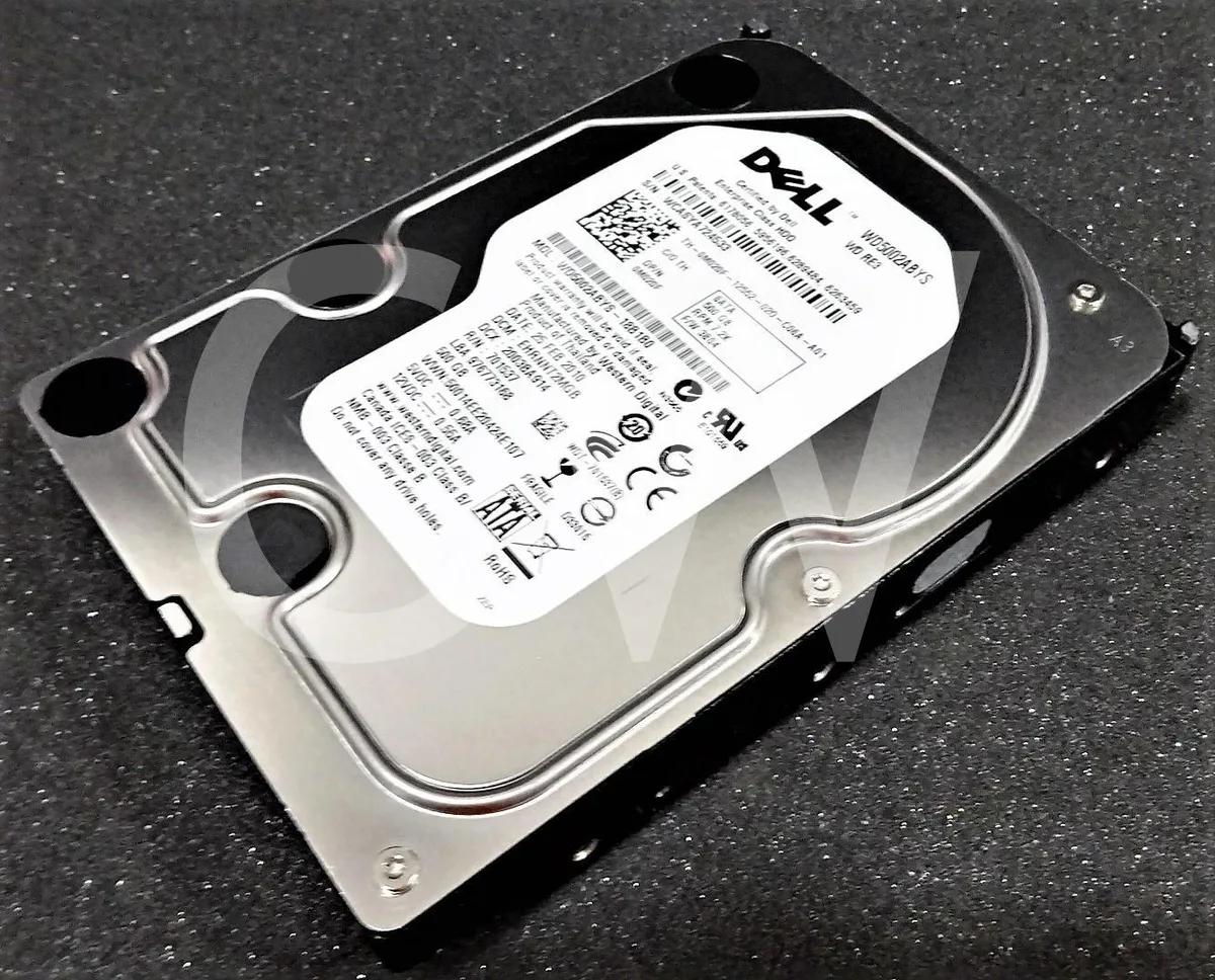 Silver 3.5 inch SATA hard drive with circuit board visible
