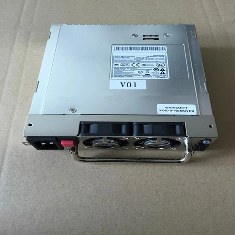 Rectangular black ATX power supply unit with fan grille and power socket visible