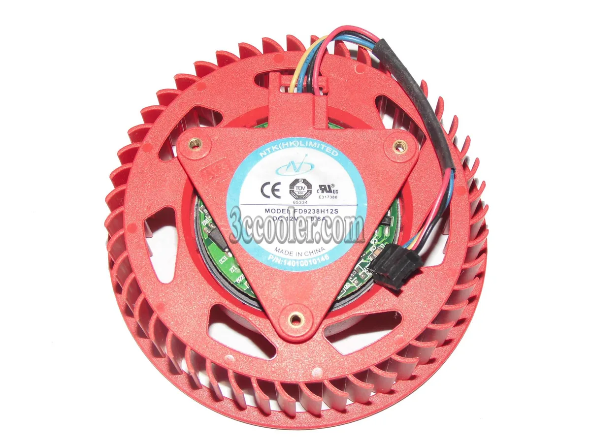 Red 37mm square 4-pin fan with 75mm diameter rotor