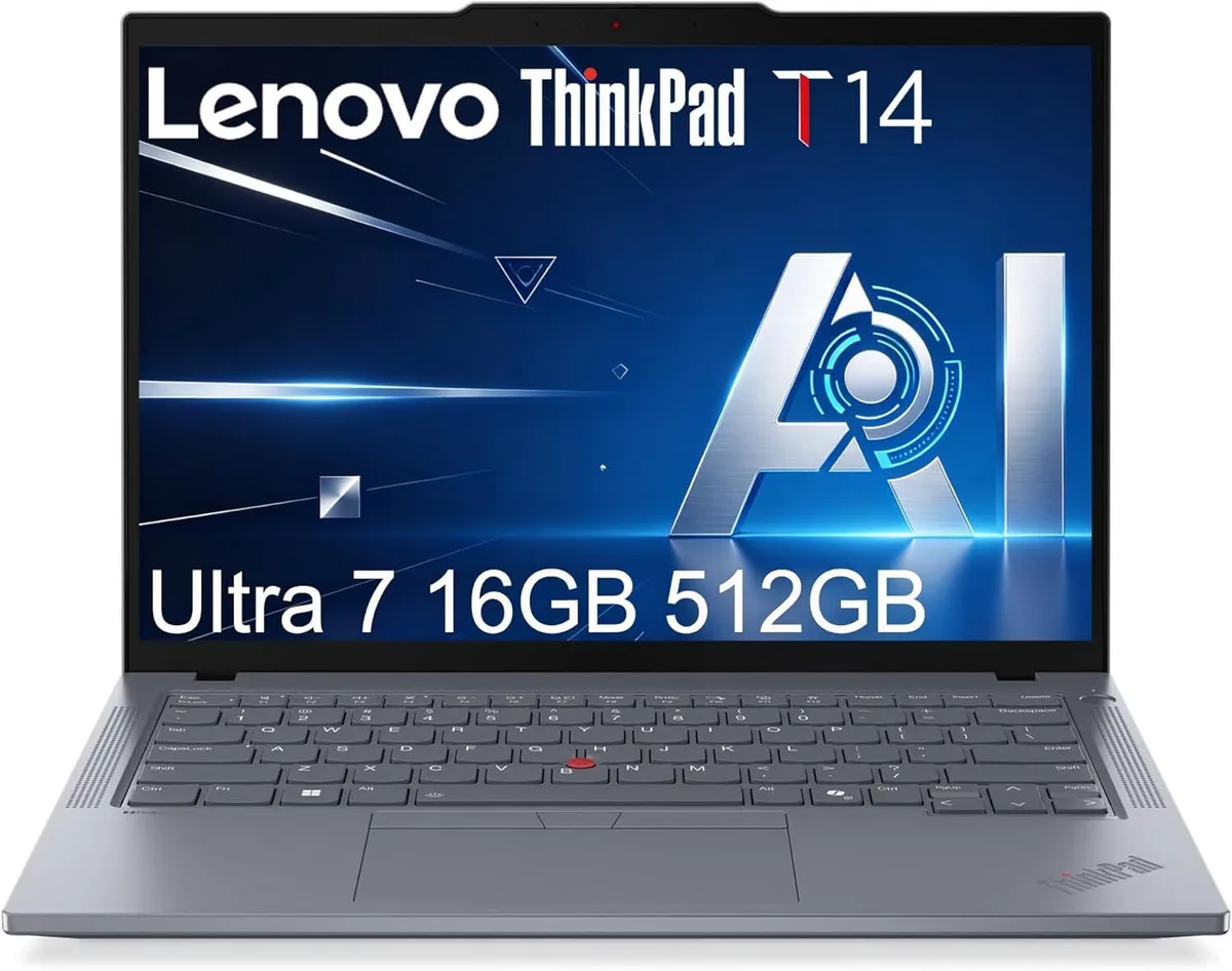 Lenovo Lenovo ThinkPad T14 business laptop 14" WUXGA Intel Core Ultra 7 155U 16GB DDR5 512GB NVMe Windows 11 Pro Gray — Produktfoto