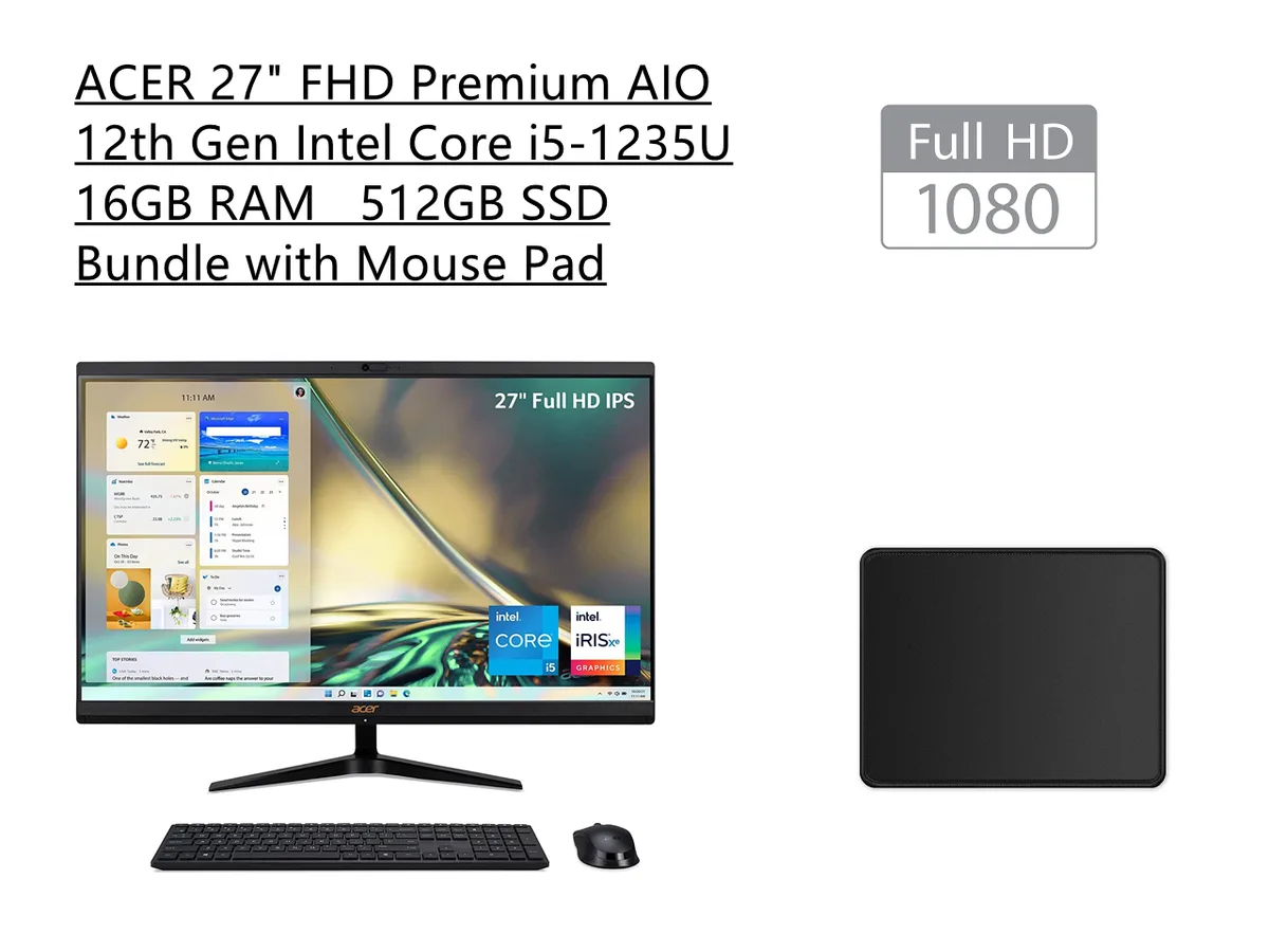 Acer America Acer America Aspire 27" FHD All-in-One PC Core i5-1235U 16GB DDR4 512GB SSD — ภาพสินค้า