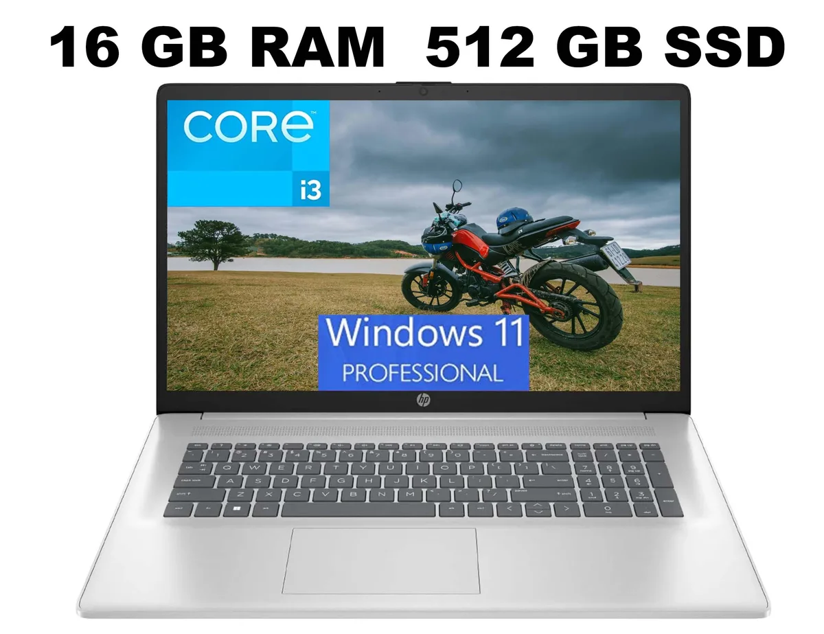 HP HP 17 laptop i3-1215U 16GB 512GB 17.3" FHD Silver Long Battery Life Numpad Pro — product photo