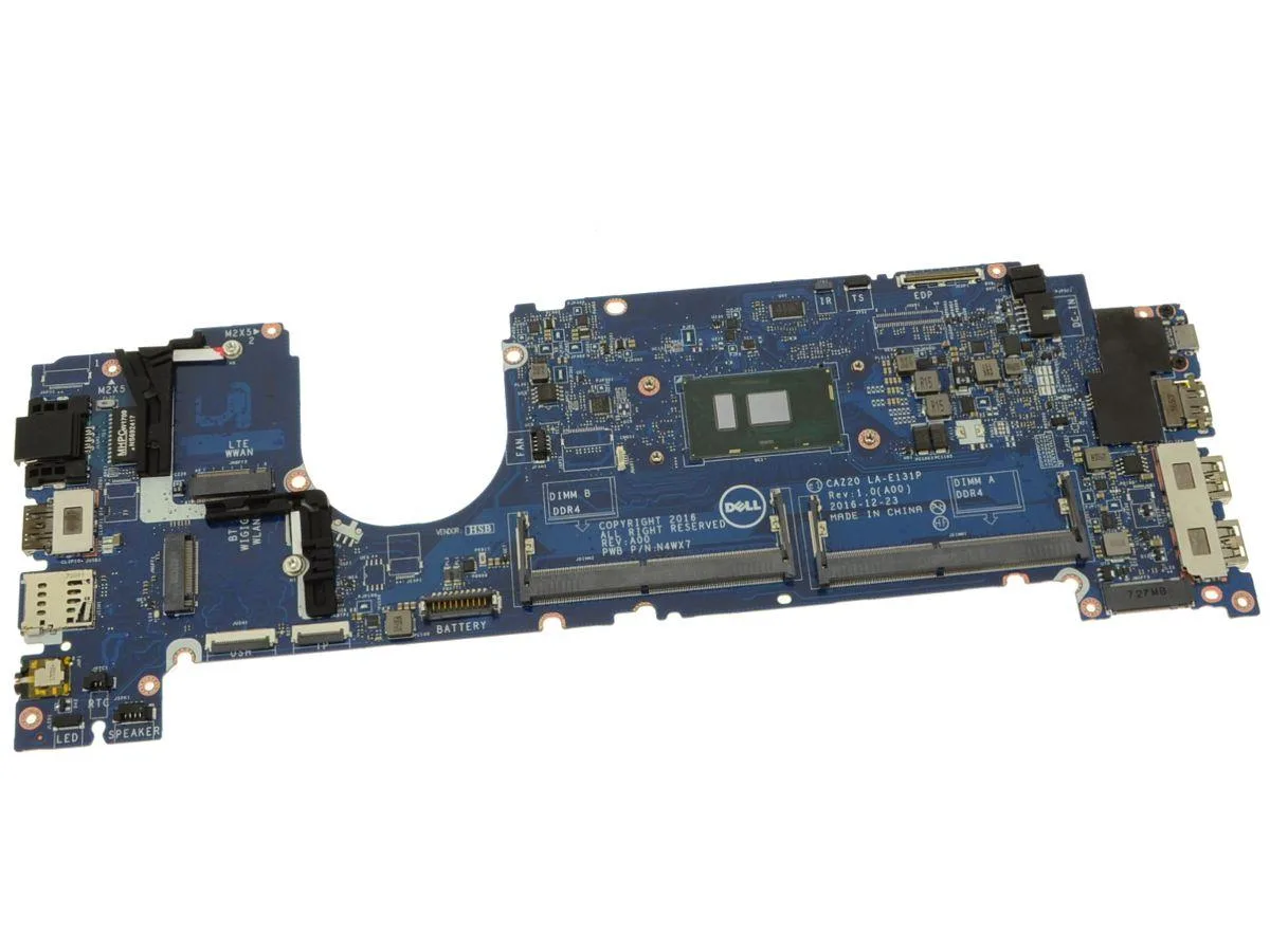 Green Dell Latitude 7480 motherboard with i7-7600U processor and Thunderbolt 3 port