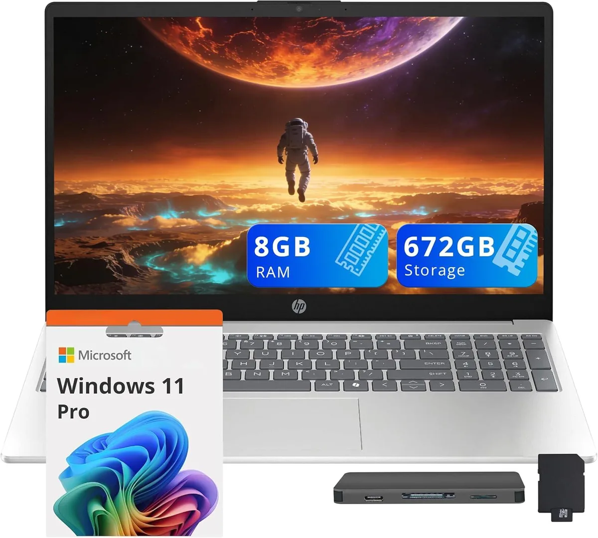 HP HP 15.6" HD Business Laptop, Core i5-1334U, 8GB DDR4, 512GB SSD + 160GB Docking Station Set, Silver — foto del producto