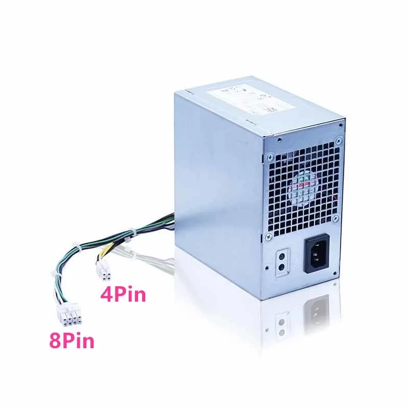 Rectangular silver ATX power supply unit with ventilation grille