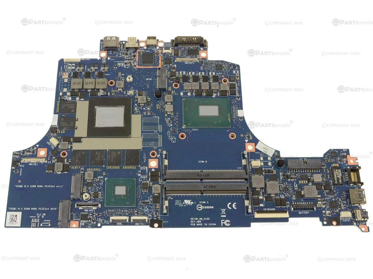 Laptop motherboard with integrated i7-8750H processor and RTX 2060 graphics