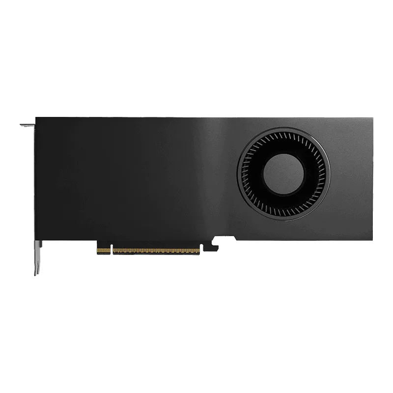 Black dual-slot workstation graphics card with four DisplayPort outputs