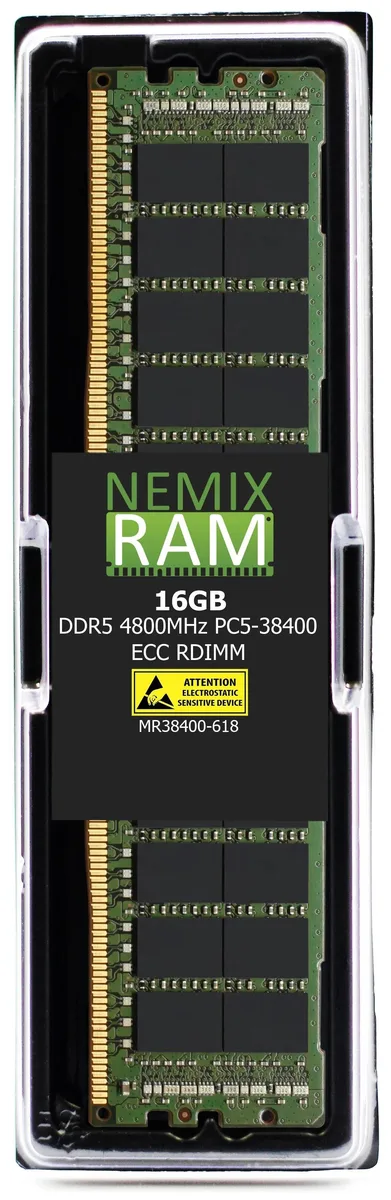 Six green DDR5 RDIMM modules in a row