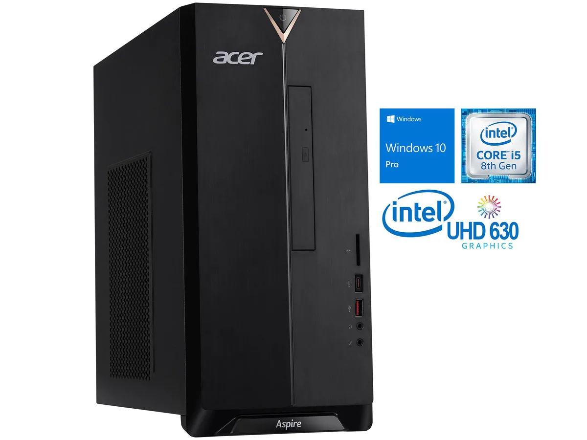 Black Acer Aspire TC-885 tower desktop with angular front panel