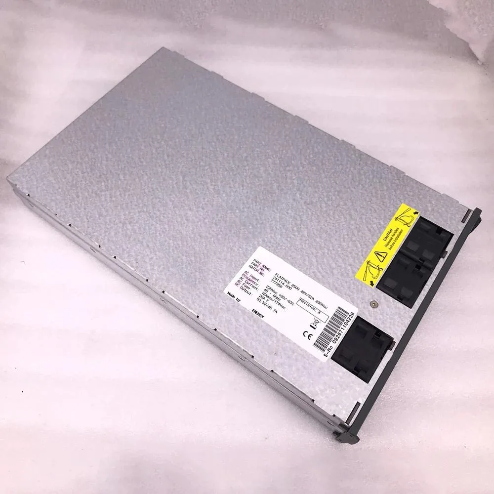 Rectangular flatpack power supply unit, matte metal finish, front label showing model 241114.600