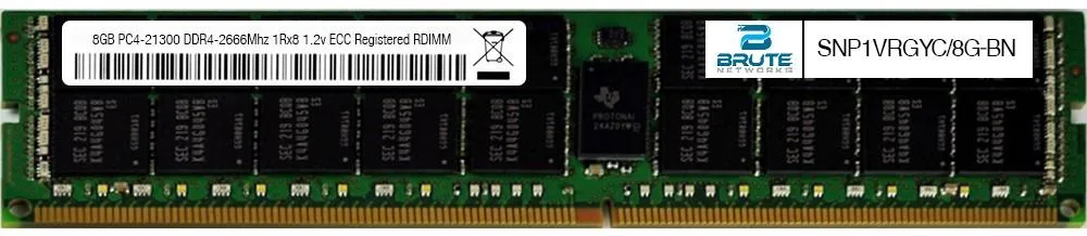 Brute Networks Brute Networks 8GB DDR4-2666 Registered RDIMM 1Rx8 CL15 1.2V — photo du produit