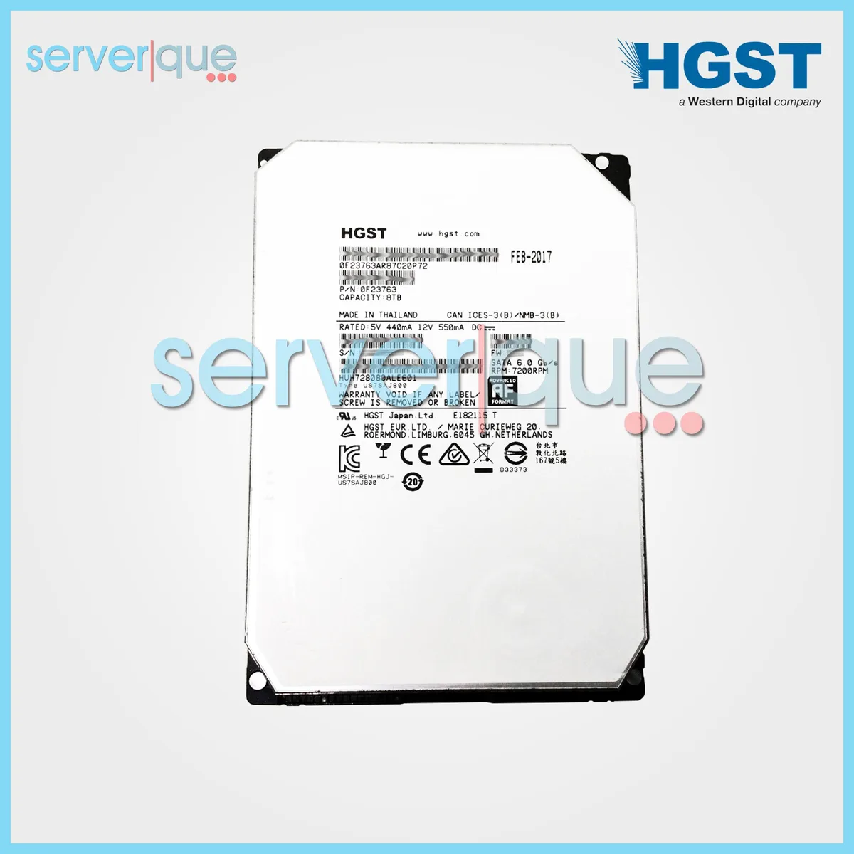 3.5 inch SATA hard drive in silver metal casing