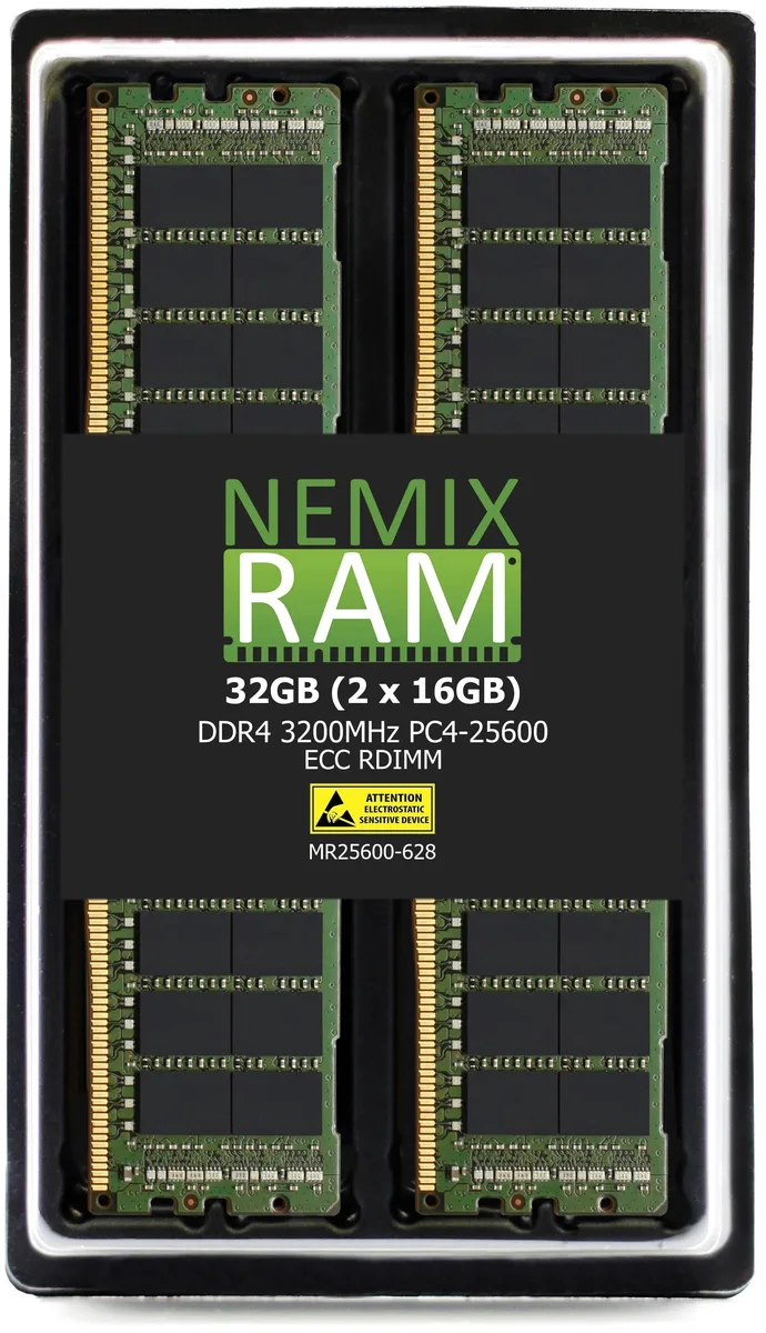Six green DDR4 RDIMM modules, bare chips, no heat spreaders